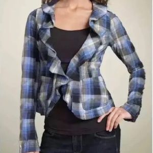 Free People Liberty Plaid Ruffle Top Size 0